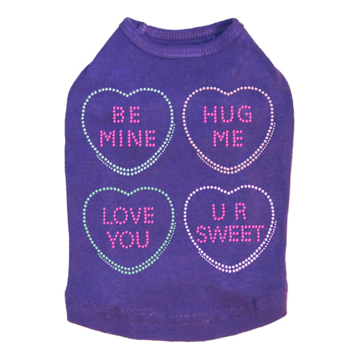 Candy Conversation Hearts Rhinestone dog tank for large and small dogs.