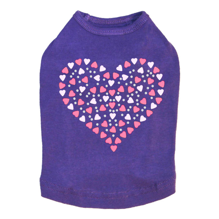 Pink Nailhead Hearts Rhinestone dog tank for large and small dogs.