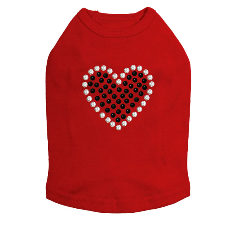 Black Rhinestone Heart dog tank for large and small dogs.