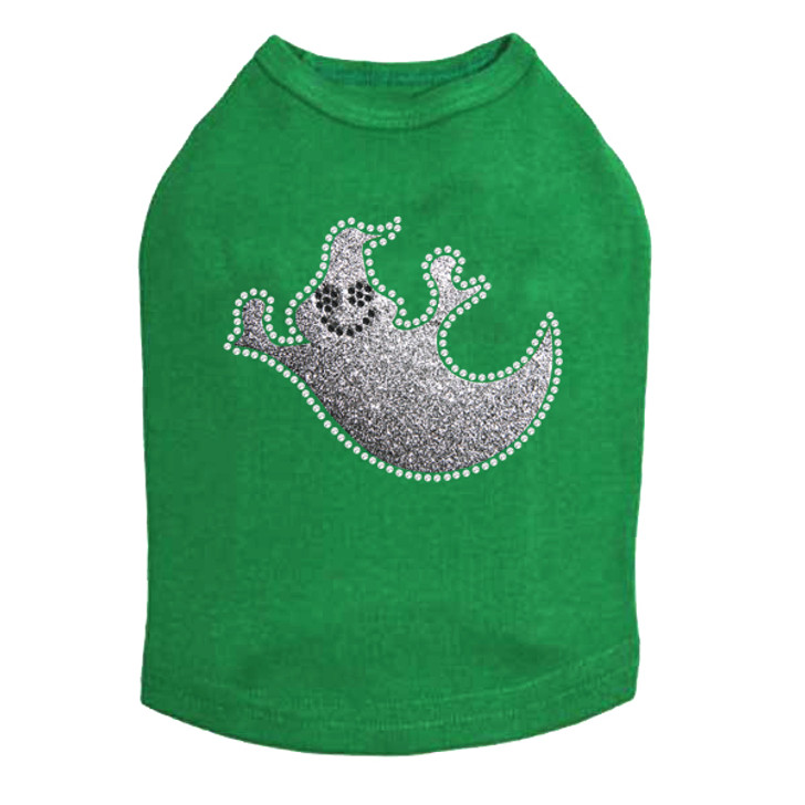 Silver Glitter Ghost Dog Tank