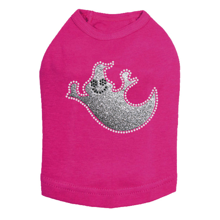 Silver Glitter Ghost Dog Tank