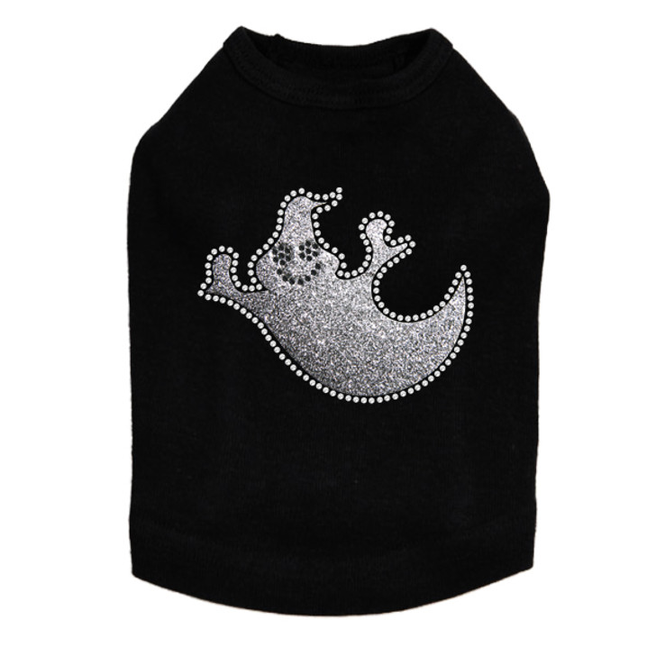 Silver Glitter Ghost Dog Tank