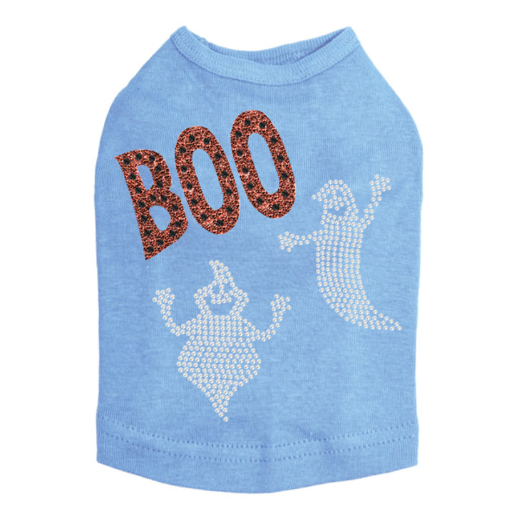 Orange Glitter Boo with Rhinestone Ghost Dog Tank