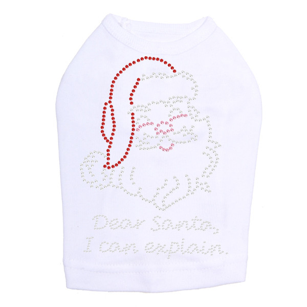 Santa Face - "I Can Explain" - White Dog Tank