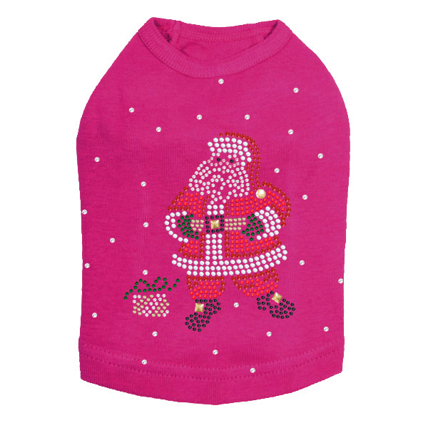 Santa with Snowflakes - Fuchsia Dog Tank