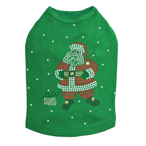 Santa with Snowflakes - Kelly Green Dog Tank