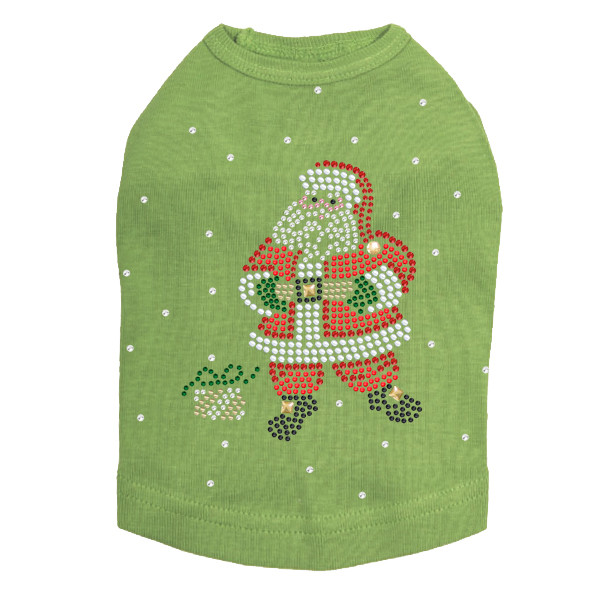 Santa with Snowflakes - Lime Dog Tank
