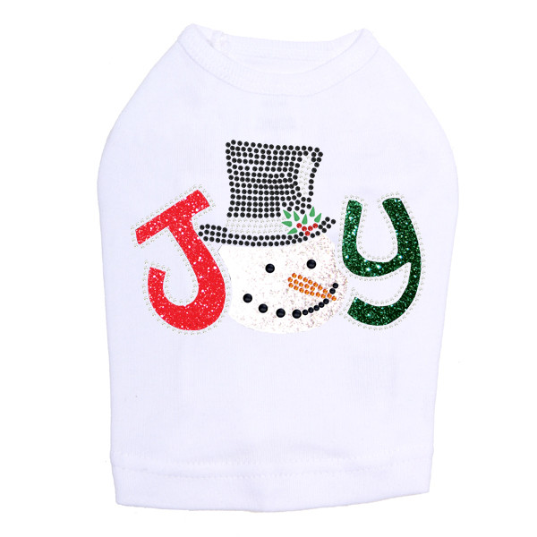Joy Snowman - White Dog Tank