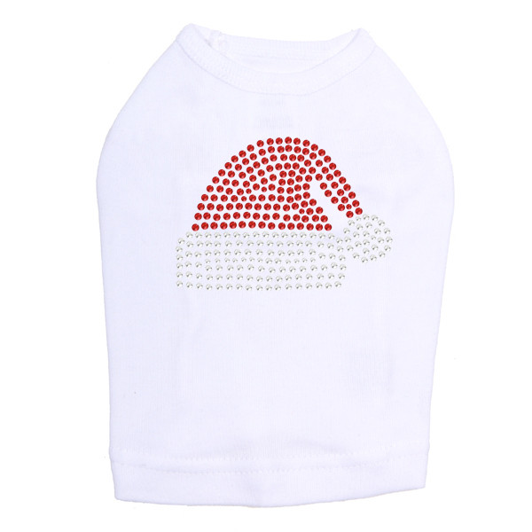 Santa Hat - White Dog Tank