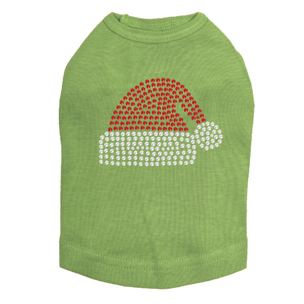 Santa Hat - Lime Dog Tank