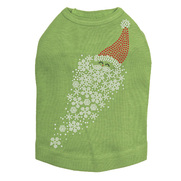 Santa Face with Snowflake Beard - Lime Dog Tank