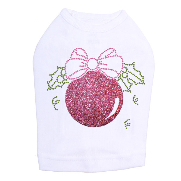 Pink Glitter Ornament - White Dog Tank