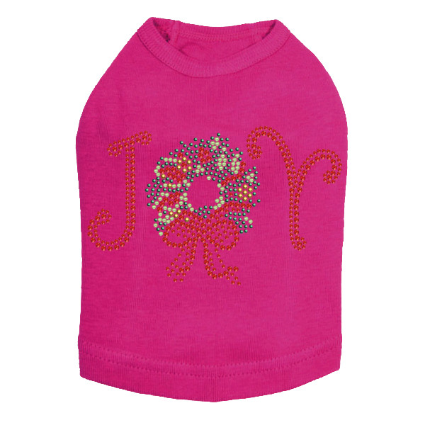 Joy Christmas Wreath - Fuchsia Dog Tank