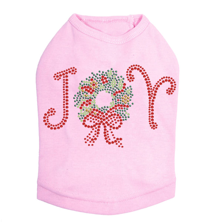 Joy Christmas Wreath - Pink Dog Tank