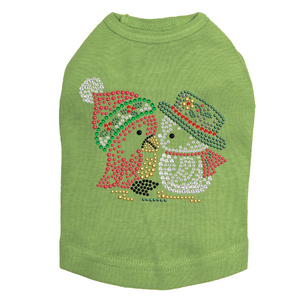 Christmas Birds - Lime Dog Tank