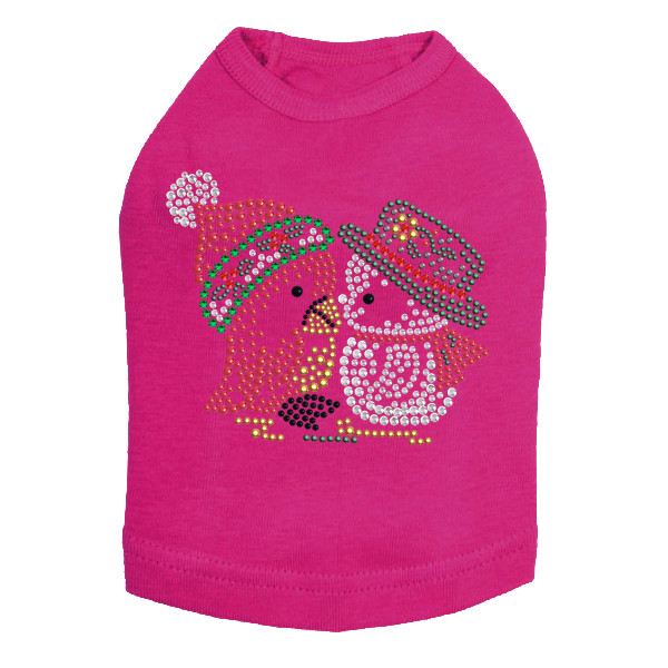 Christmas Birds - Fuchsia Dog Tank