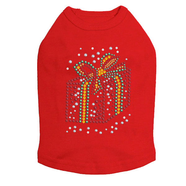 Red Christmas Gift Rhinestone Dog Tank