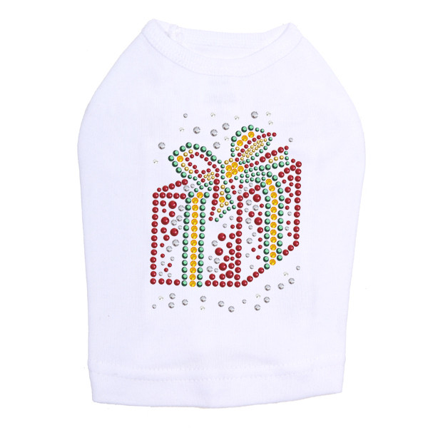 Red Christmas Gift - White Dog Tank