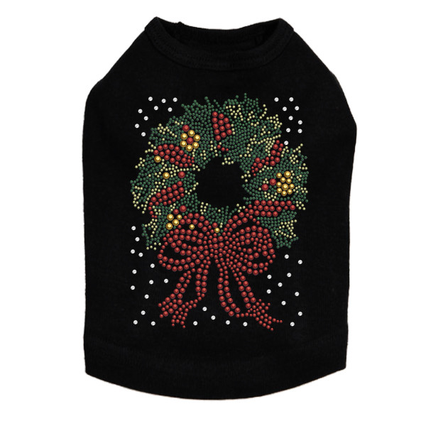 Christmas Wreath Rhinestone Dog Tank