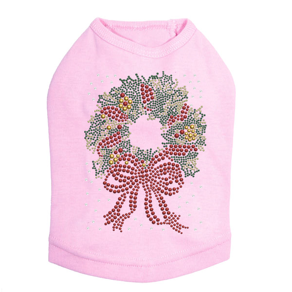 Christmas Wreath - Pink Dog Tank