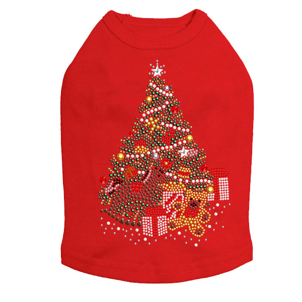 Christmas Tree #2 with Teddy Bear Rhinestone Dog Tank