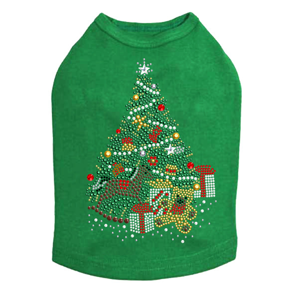 Christmas Tree #2 with Teddy Bear - Kelly Green Dog Tank