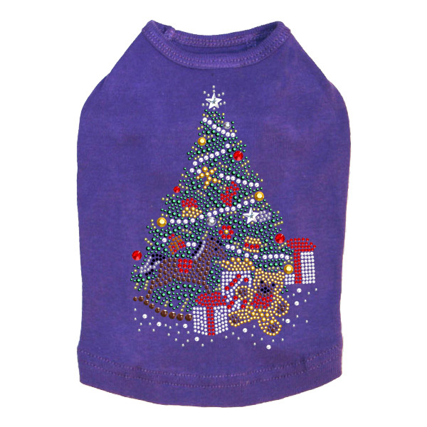 Christmas Tree #2 with Teddy Bear - Purple Dog Tank
