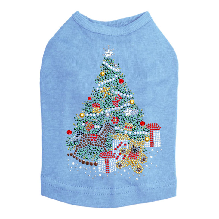 Christmas Tree #2 with Teddy Bear - Blue Dog Tank