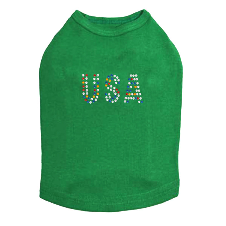 USA - Multicolor Rhinestones rhinestone dog tank for large and small dogs.