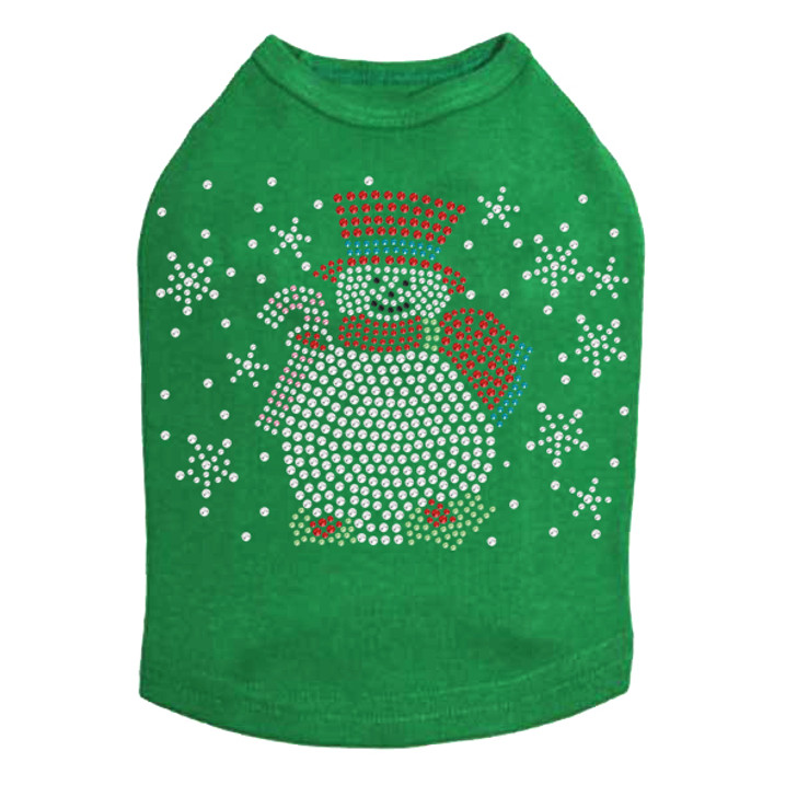 Snowman with Snowflakes & Candy Canes - Kelly Green Dog Tank
