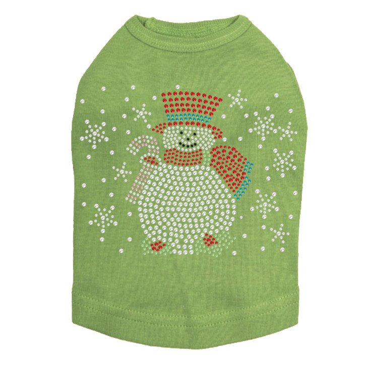 Snowman with Snowflakes & Candy Canes - Lime Dog Tank