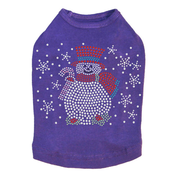 Snowman with Snowflakes & Candy Canes - Purple Dog Tank