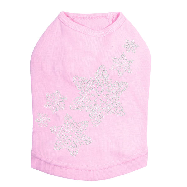 Rhinestone Snowflakes - Pink Dog Tank