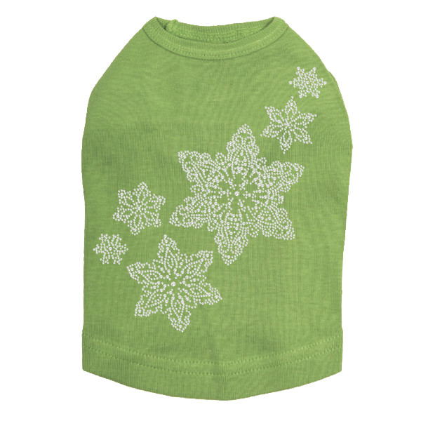 Rhinestone Snowflakes - Lime Dog Tank