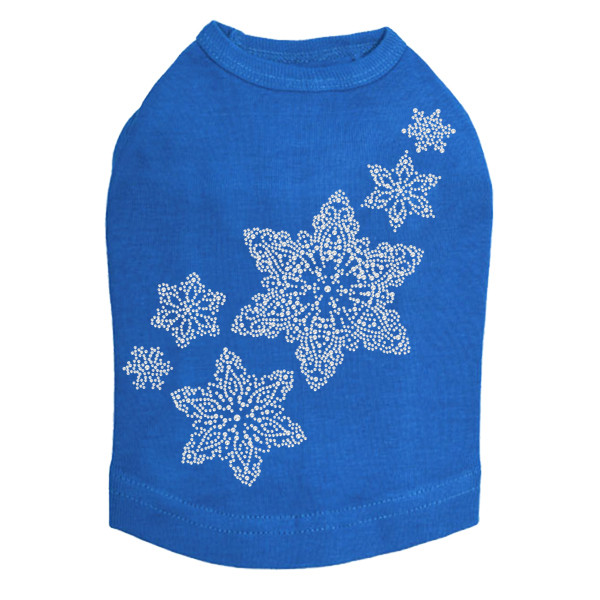 Rhinestone Snowflakes - Royal Blue Dog Tank