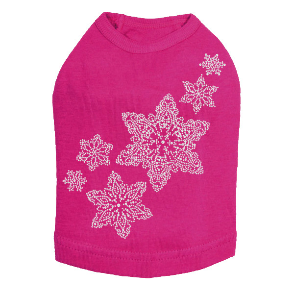 Rhinestone Snowflakes - Fuchsia Dog Tank
