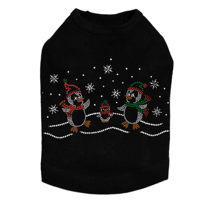 Penguin Family with Snowflakes - Black Dog Tank