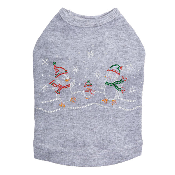 Penguin Family with Snowflakes - Gray Dog Tank