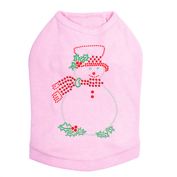 Snowman Outline - Pink Dog Tank