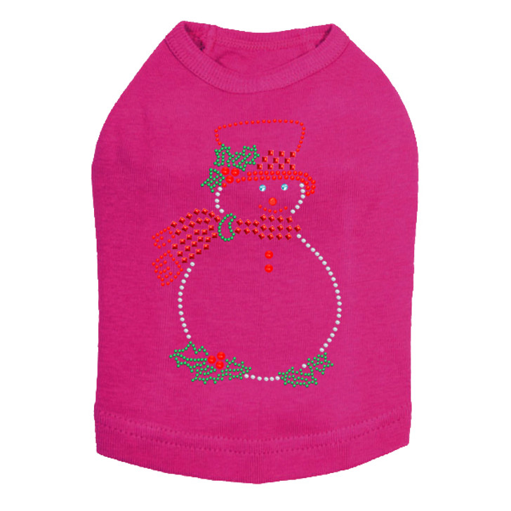 Snowman Outline - Fuchsia Dog Tank