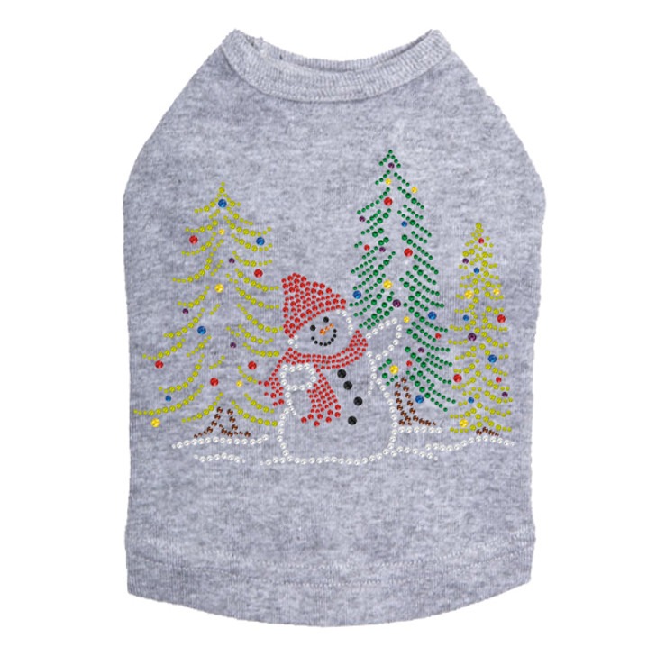 Snowman in Trees - Gray Dog Tank