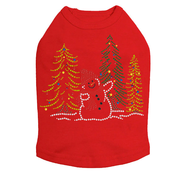 Snowman in Trees - Red Dog Tank
