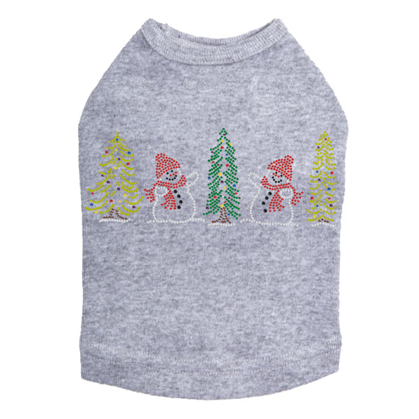 Two Snowmen in Trees - Gray Dog Tank