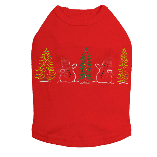 Two Snowmen in Trees - Red Dog Tank