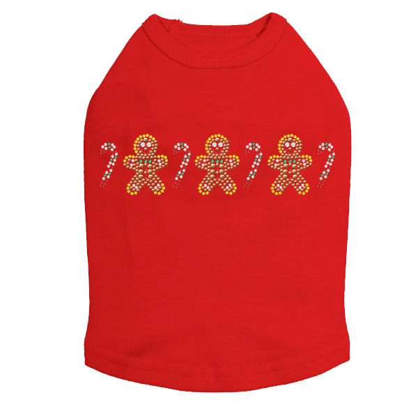 Gingerbread Men & Candy Canes Rhinestone Dog Tank