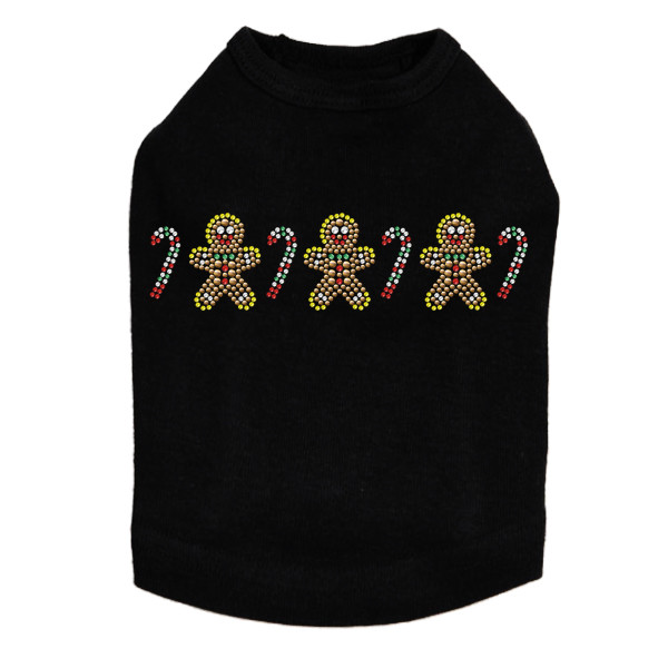 Gingerbread Men & Candy Canes - Black Dog Tank