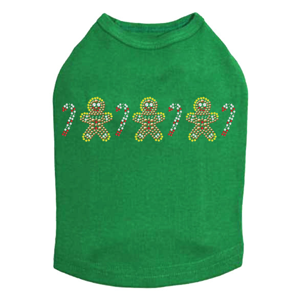 Gingerbread Men & Candy Canes - Kelly Green Dog Tank