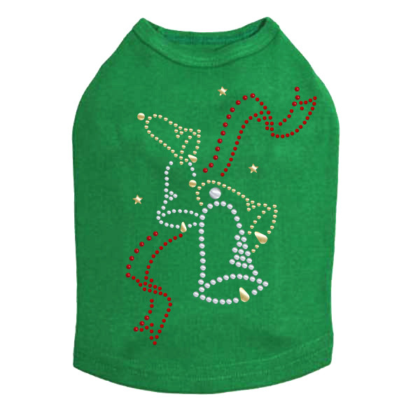 Nailhead Christmas Bells - Kelly Green Dog Tank