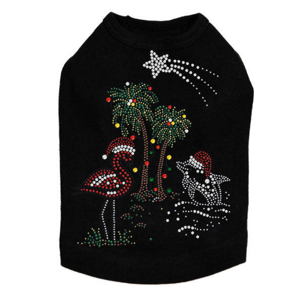 Tropical Christmas Rhinestone Dog Tank