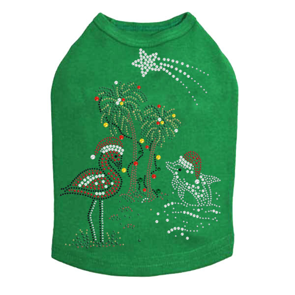 Tropical Christmas - Kelly Green Dog Tank